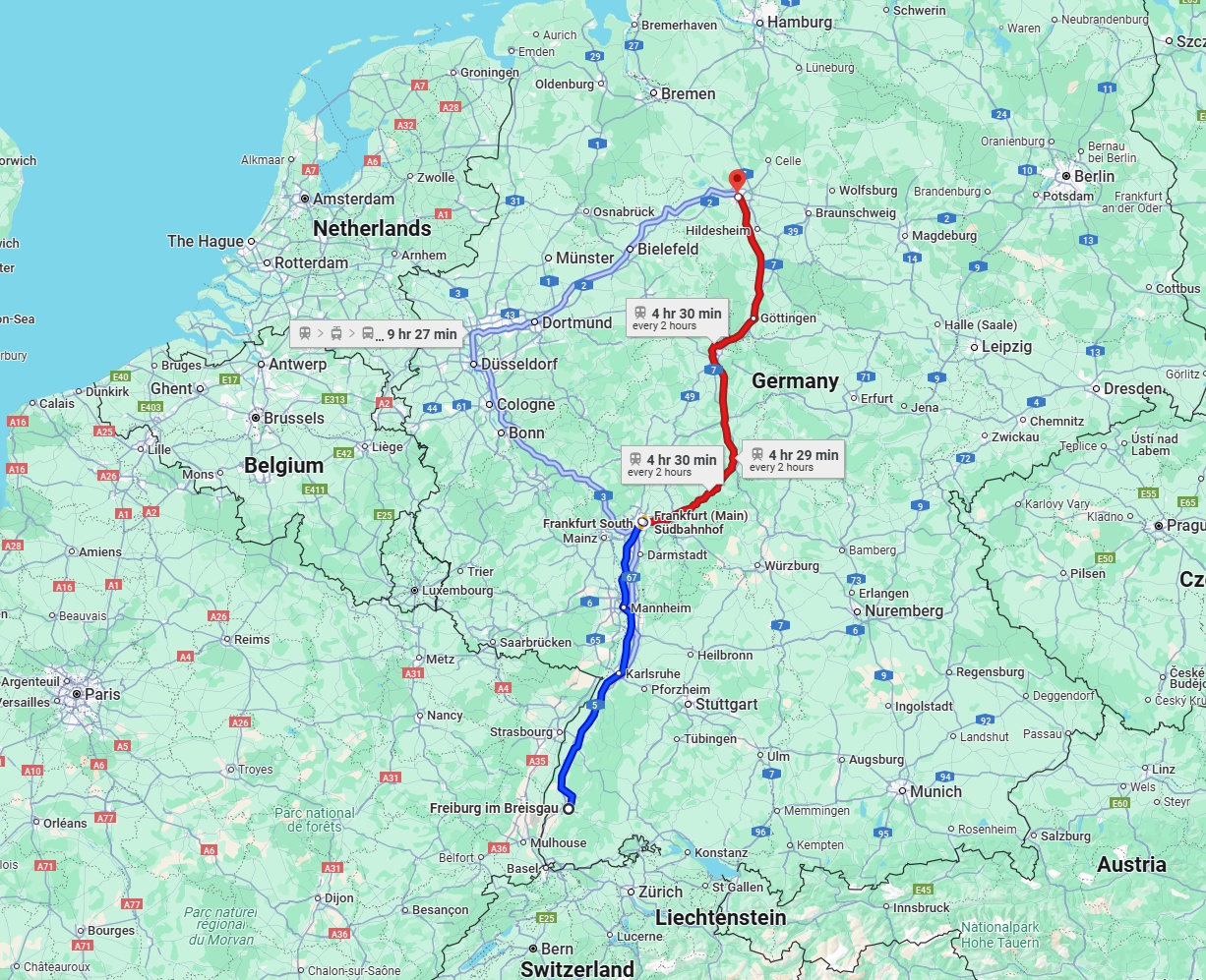 Anreise von Freiburg im Breisgau Zu Hannover Über 