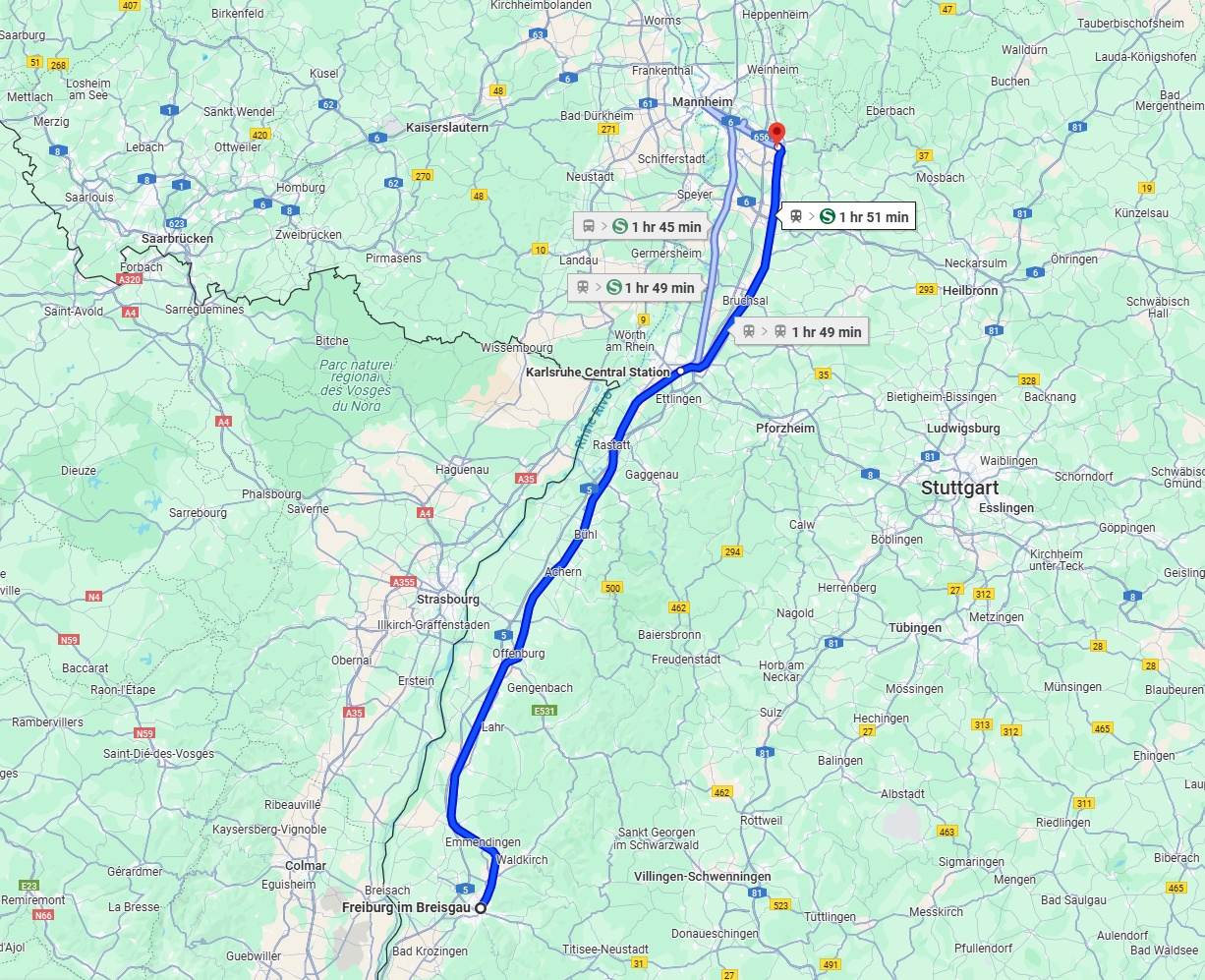 Anreise von Freiburg im Breisgau Zu Heidelberg Über 