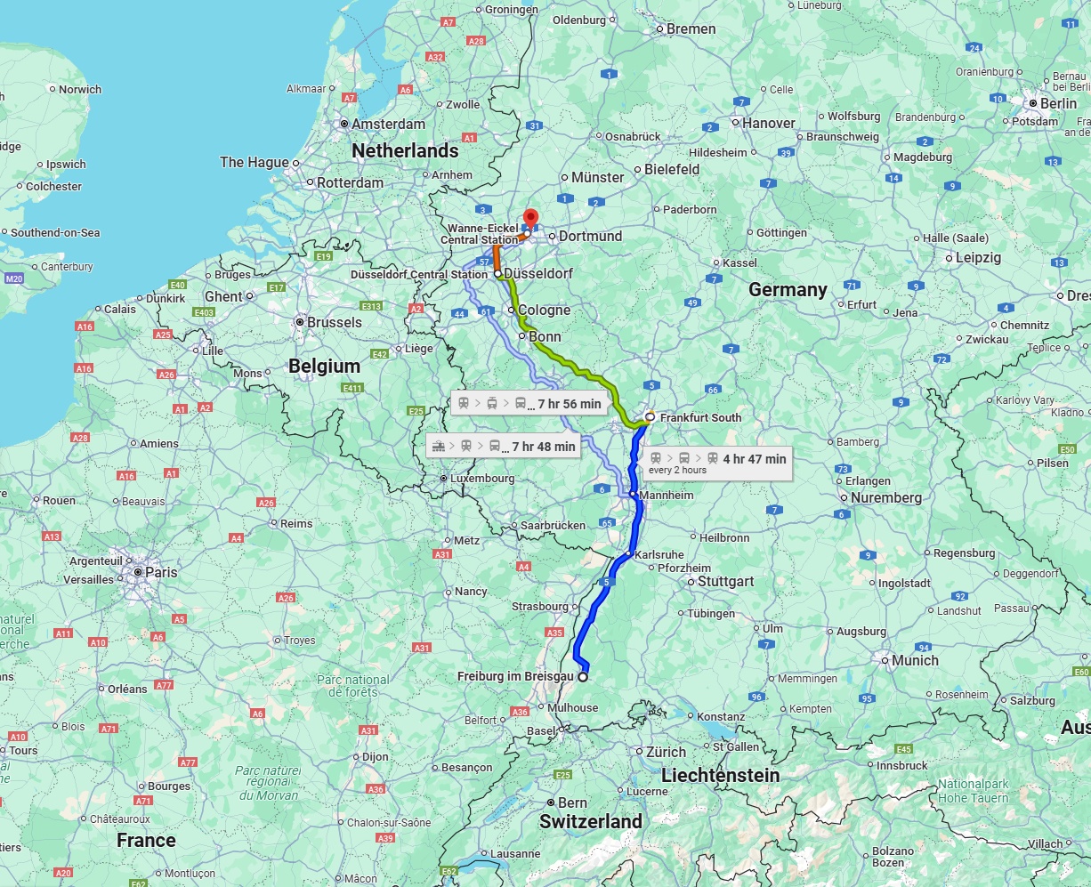 Anreise von Freiburg im Breisgau Zu Herne Über 