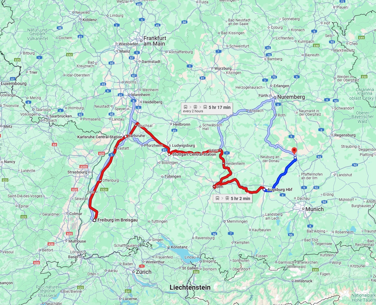 Anreise von Freiburg im Breisgau Zu Ingolstadt Über 