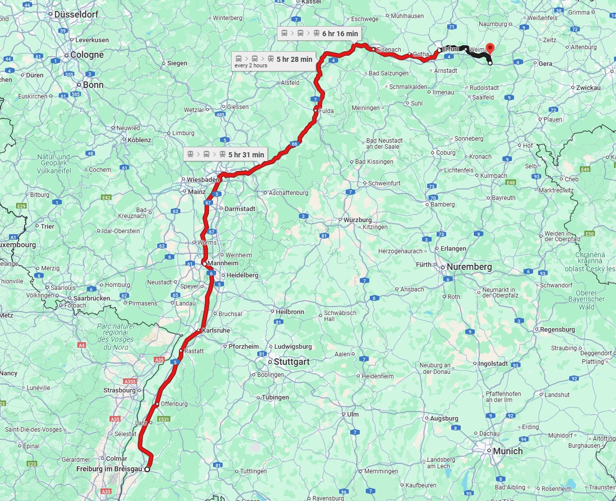Anreise von Freiburg im Breisgau Zu Jena Über 