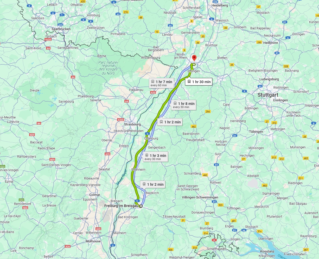 Anreise von Freiburg im Breisgau Zu Karlsruhe Über 