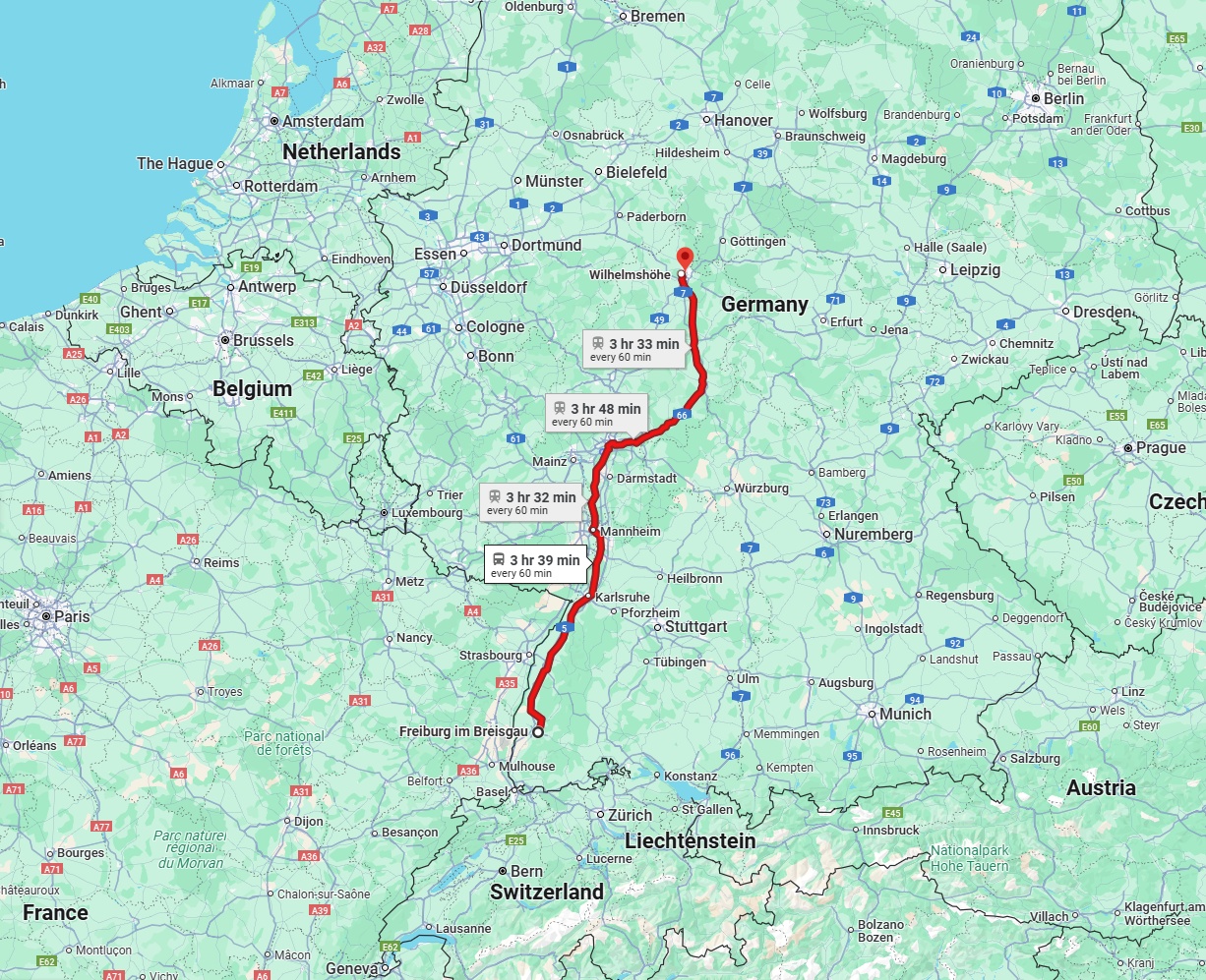 Anreise von Freiburg im Breisgau Zu Kassel Über 