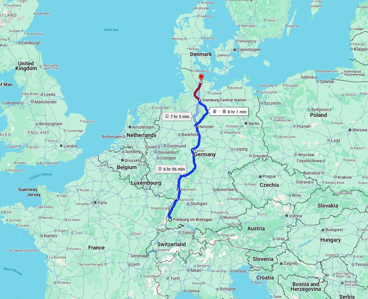 Anreise von Freiburg im Breisgau Zu Kiel Über 