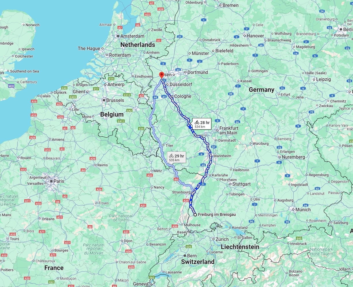 Anreise von Freiburg im Breisgau Zu Krefeld Über 