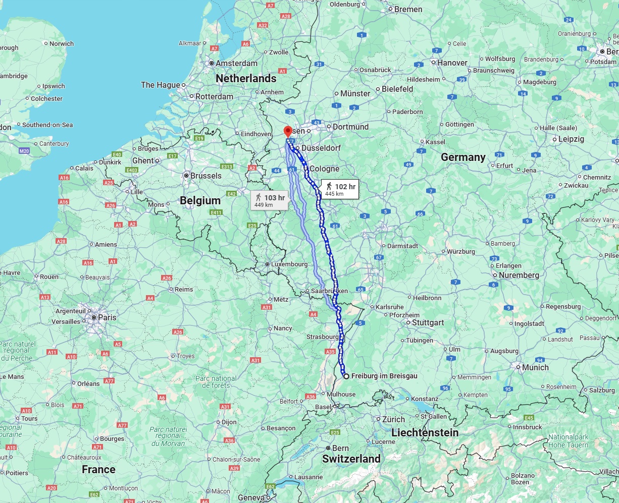 Anreise von Freiburg im Breisgau Zu Krefeld Über 
