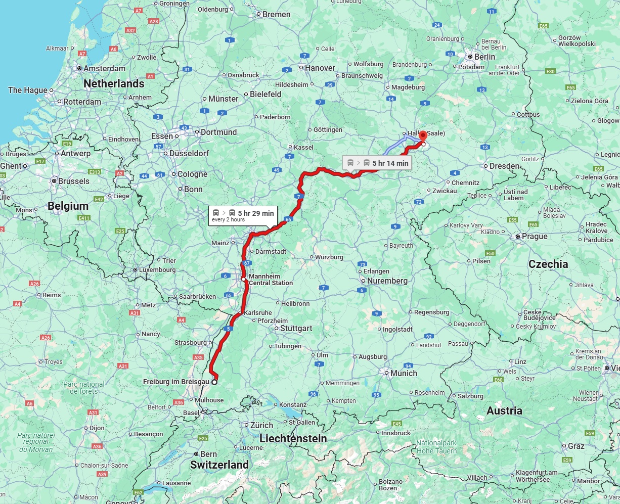 Anreise von Freiburg im Breisgau Zu Leipzig Über 