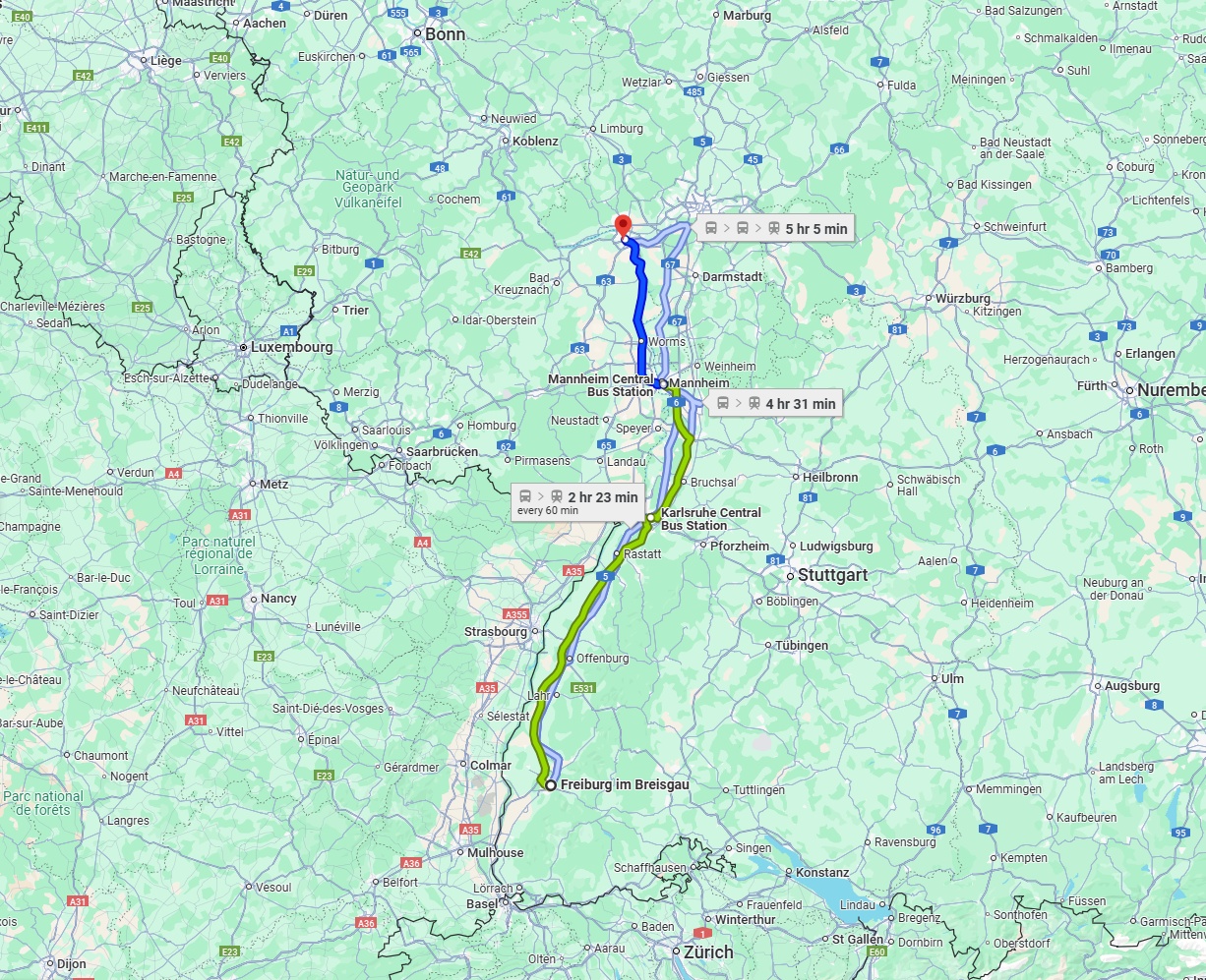 Anreise von Freiburg im Breisgau Zu Mainz Über 