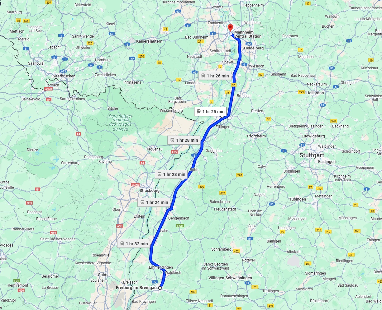 Anreise von Freiburg im Breisgau Zu Mannheim Über 
