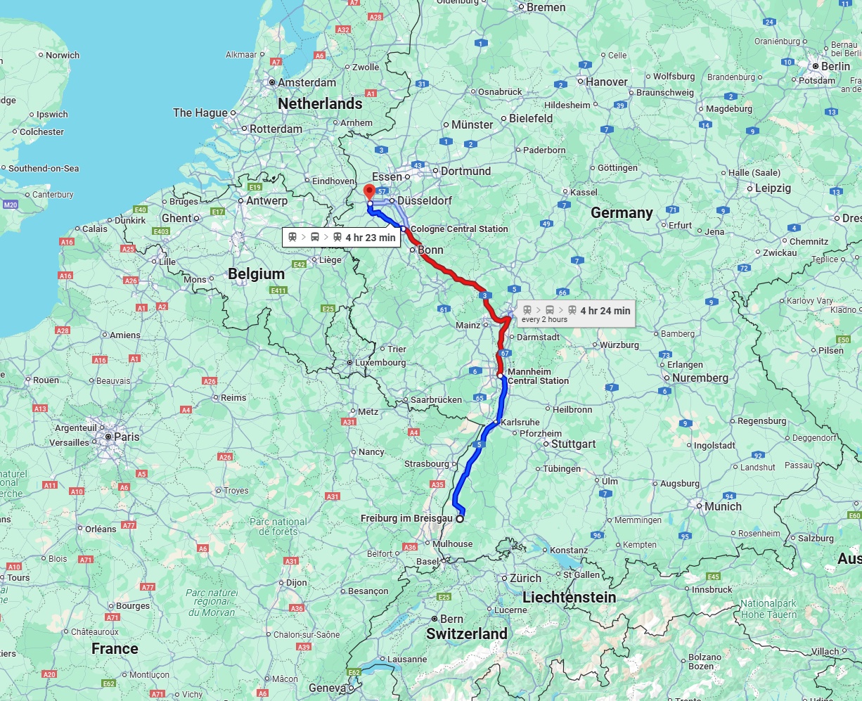 Anreise von Freiburg im Breisgau Zu Mönchengladbach Über 