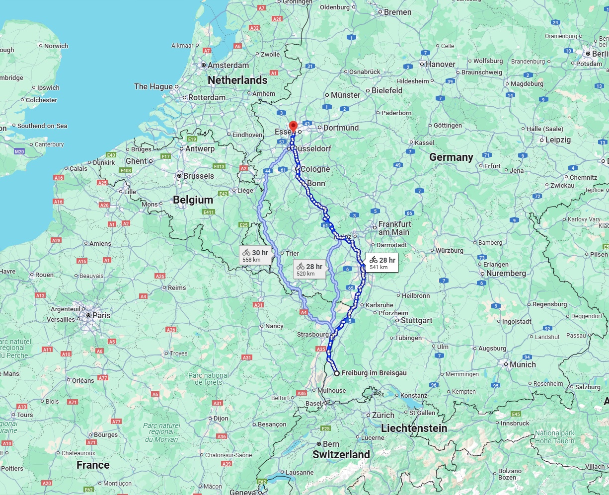 Anreise von Freiburg im Breisgau Zu Mülheim an der Ruhr Über 