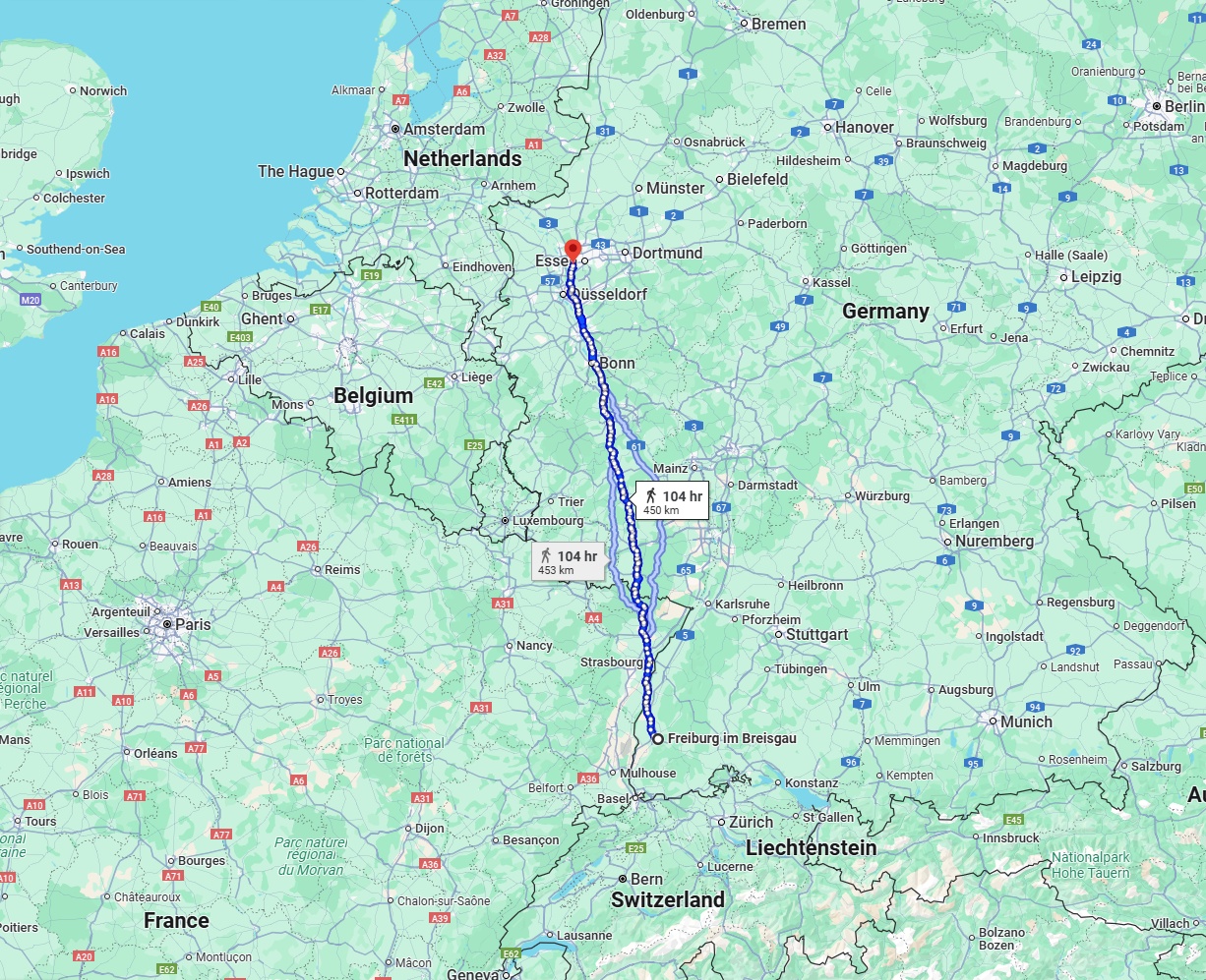 Anreise von Freiburg im Breisgau Zu Mülheim an der Ruhr Über 