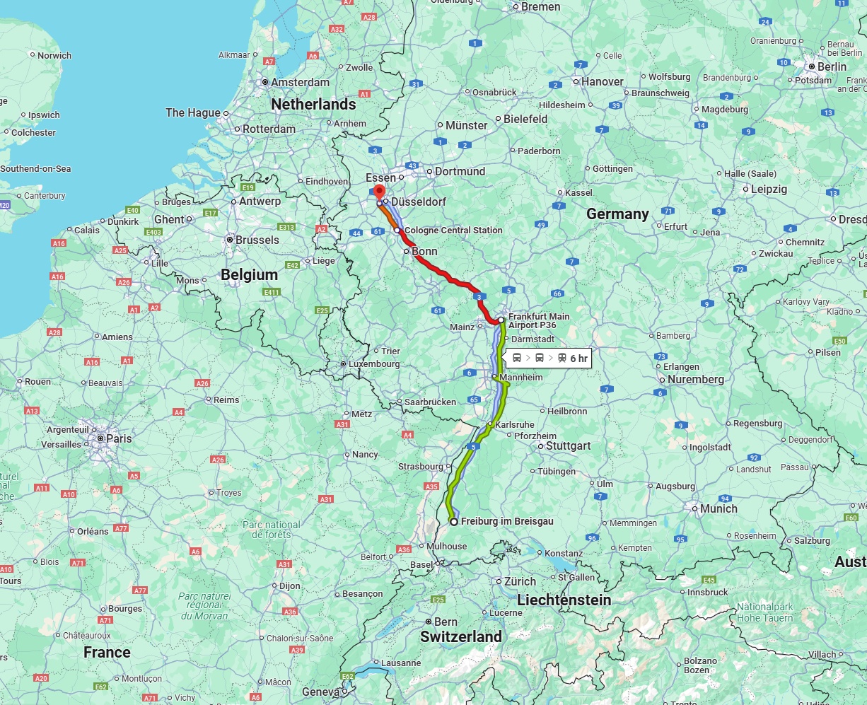 Anreise von Freiburg im Breisgau Zu Neuss Über 