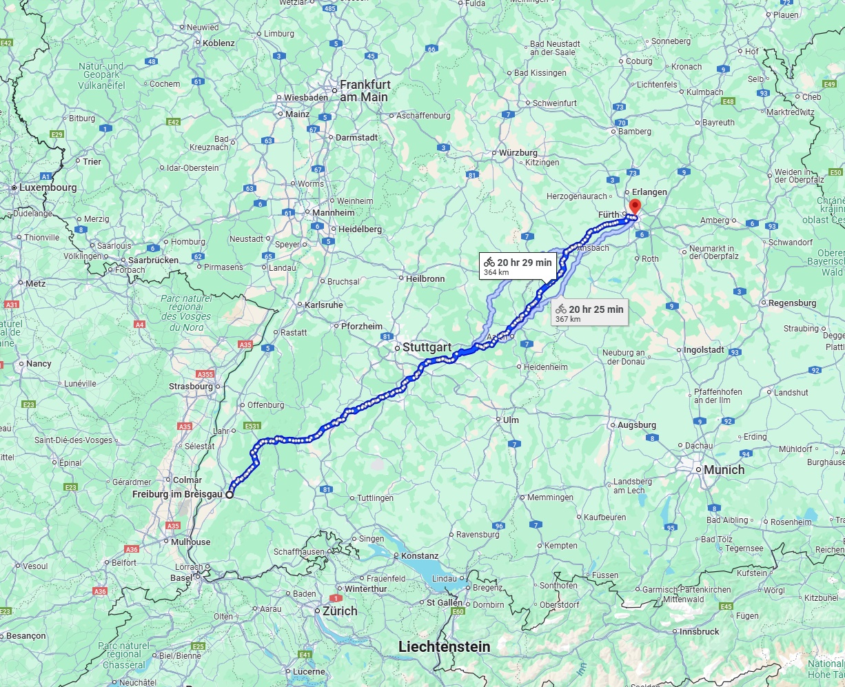Anreise von Freiburg im Breisgau Zu Nürnberg Über 