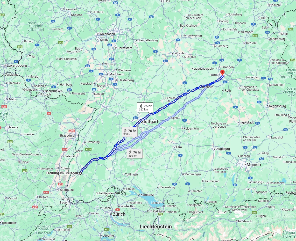 Anreise von Freiburg im Breisgau Zu Nürnberg Über 