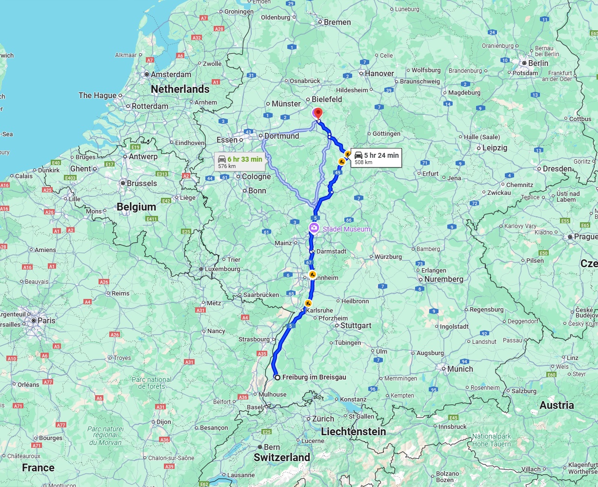 Anreise von Freiburg im Breisgau Zu Paderborn Über via A5