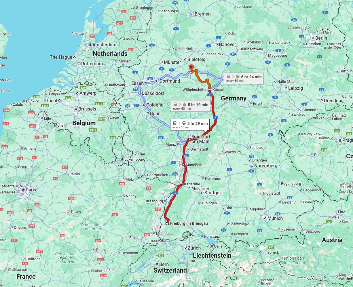 Anreise von Freiburg im Breisgau Zu Paderborn Über 