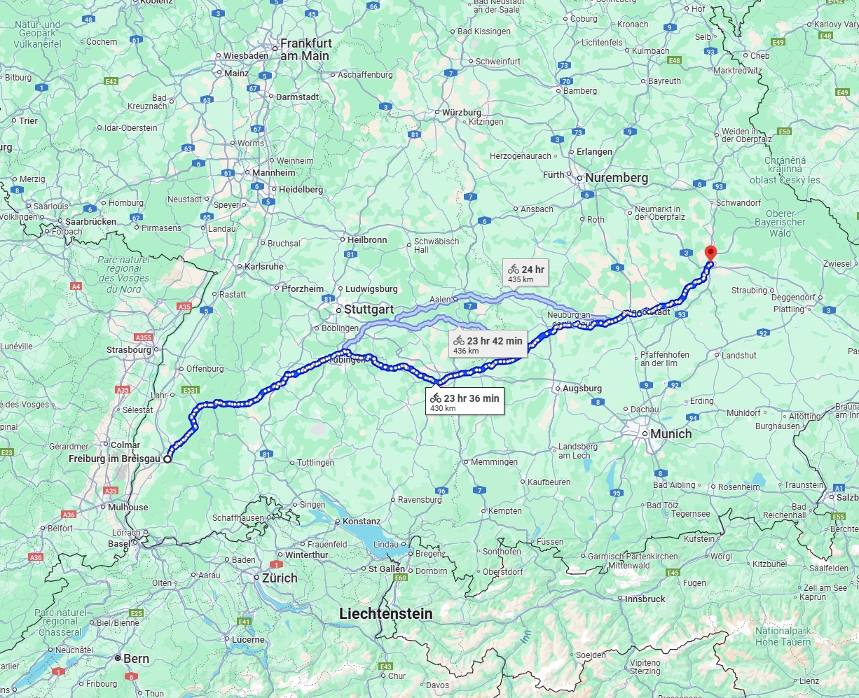 Anreise von Freiburg im Breisgau Zu Regensburg Über 