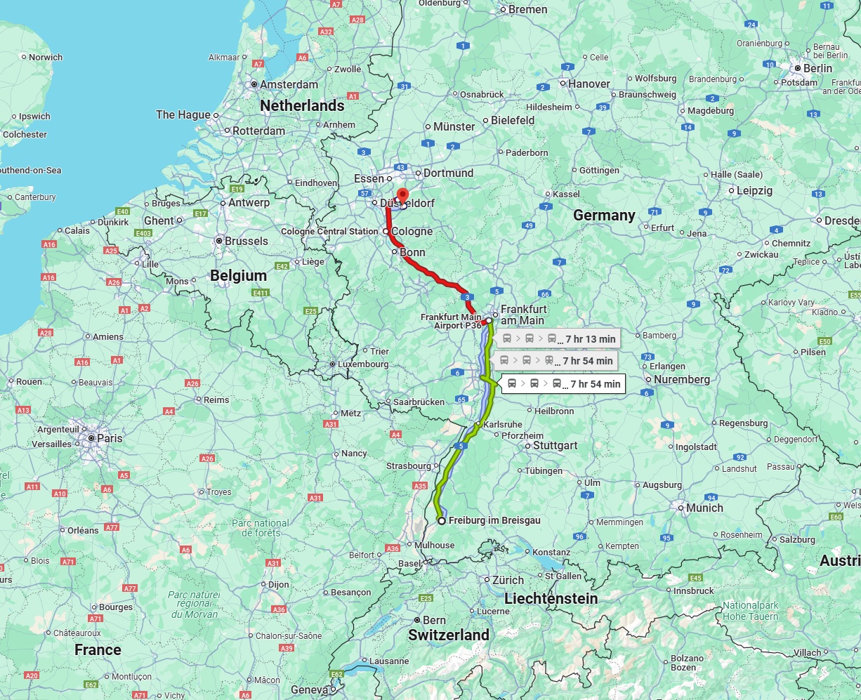 Anreise von Freiburg im Breisgau Zu Remscheid Über 