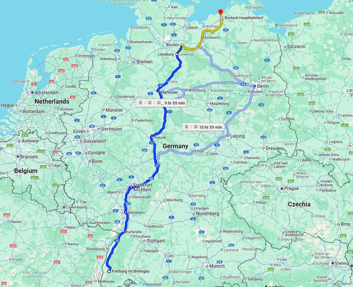 Anreise von Freiburg im Breisgau Zu Rostock Über 