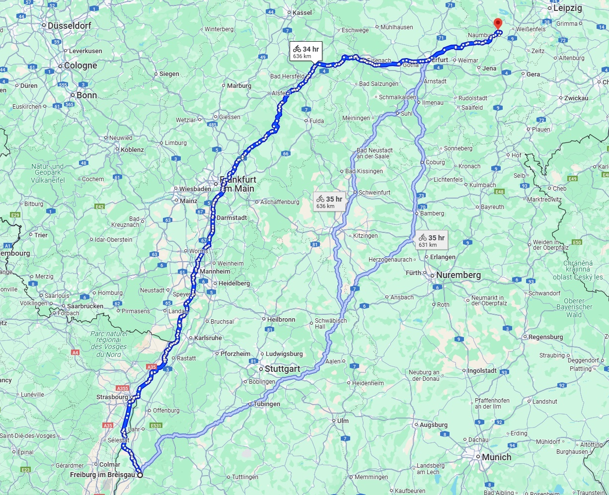 Anreise von Freiburg im Breisgau Zu Saale Über 