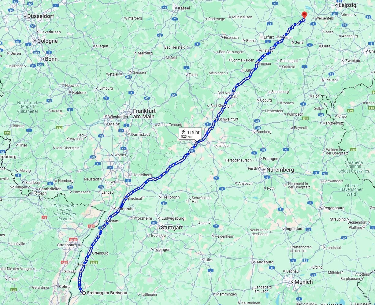 Anreise von Freiburg im Breisgau Zu Saale Über 