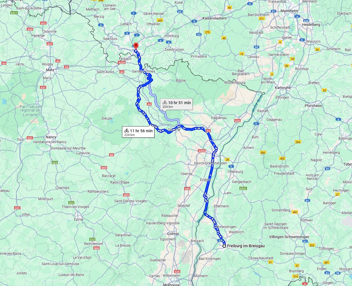 Anreise von Freiburg im Breisgau Zu Saarbrücken Über 