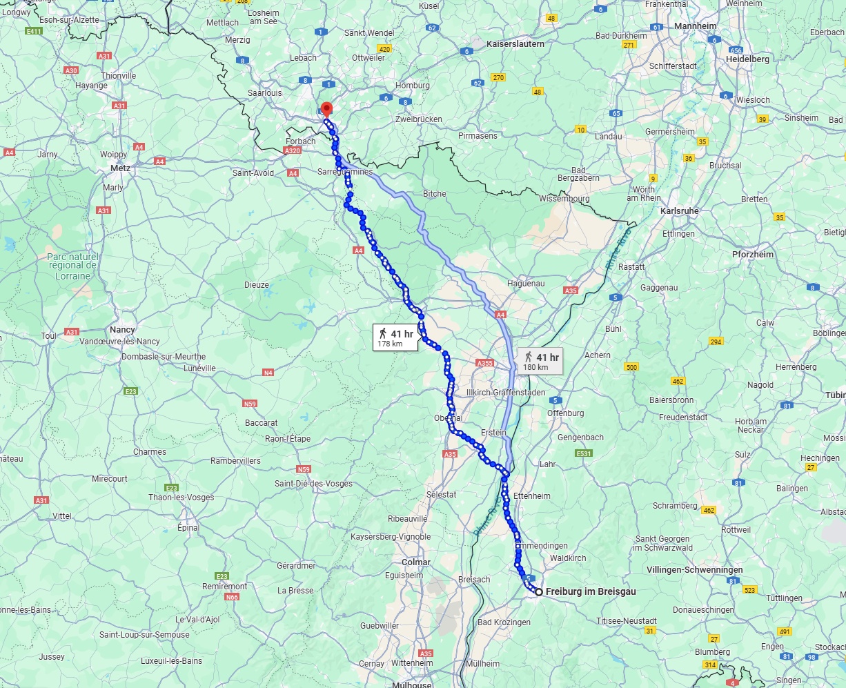 Anreise von Freiburg im Breisgau Zu Saarbrücken Über 