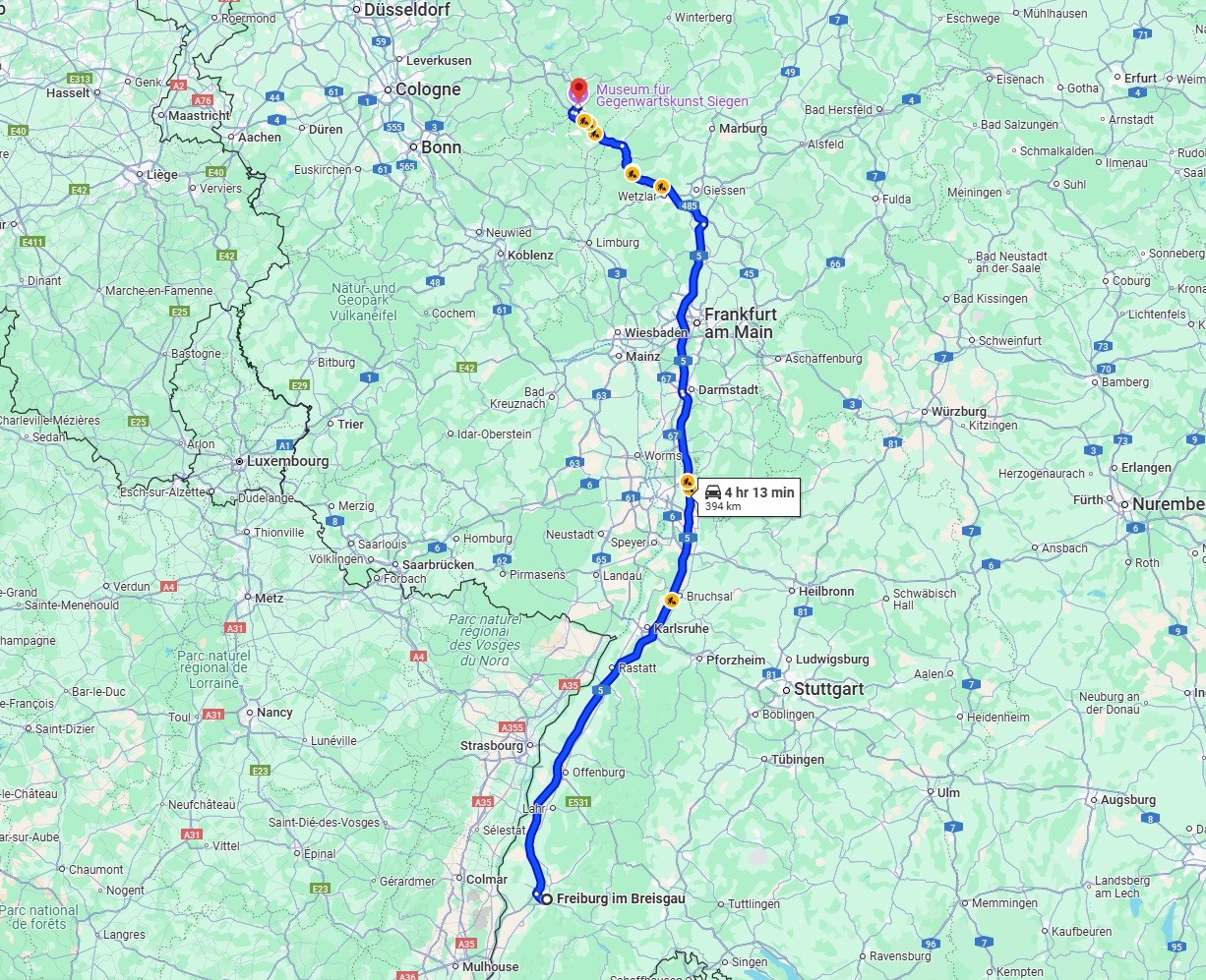 Anreise von Freiburg im Breisgau Zu Siegen Über via A5