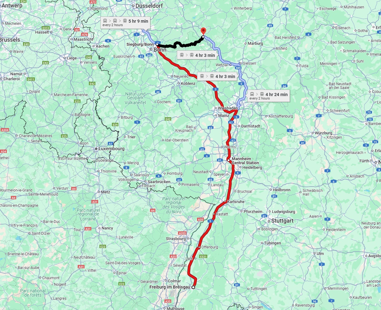 Anreise von Freiburg im Breisgau Zu Siegen Über 