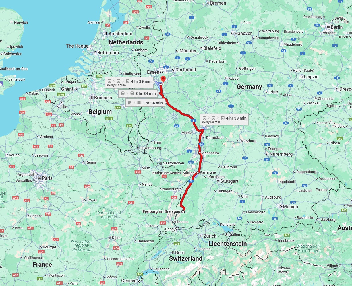 Anreise von Freiburg im Breisgau Zu Solingen Über 