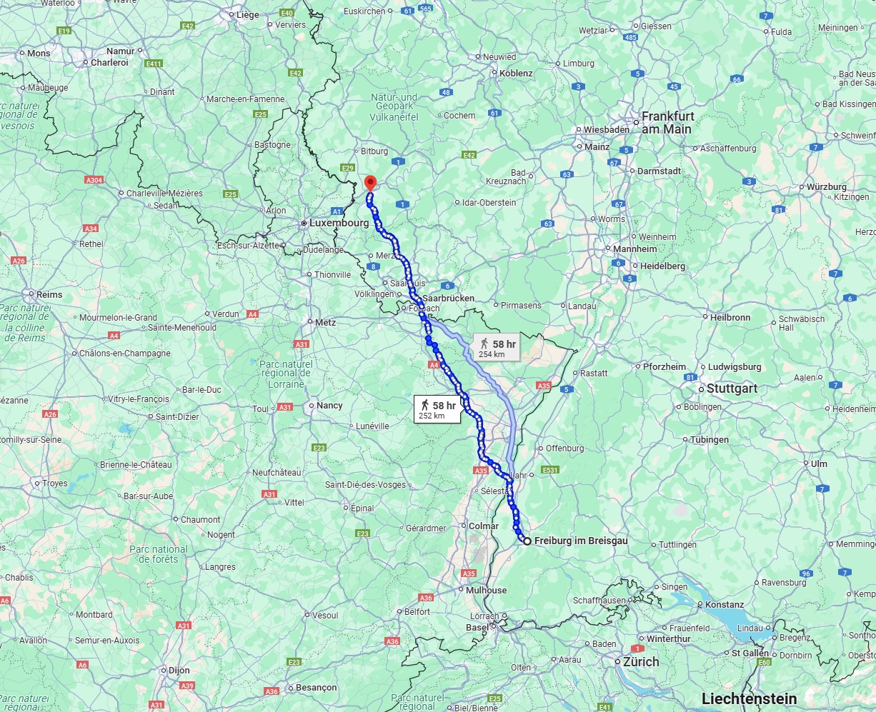 Anreise von Freiburg im Breisgau Zu Trier Über 