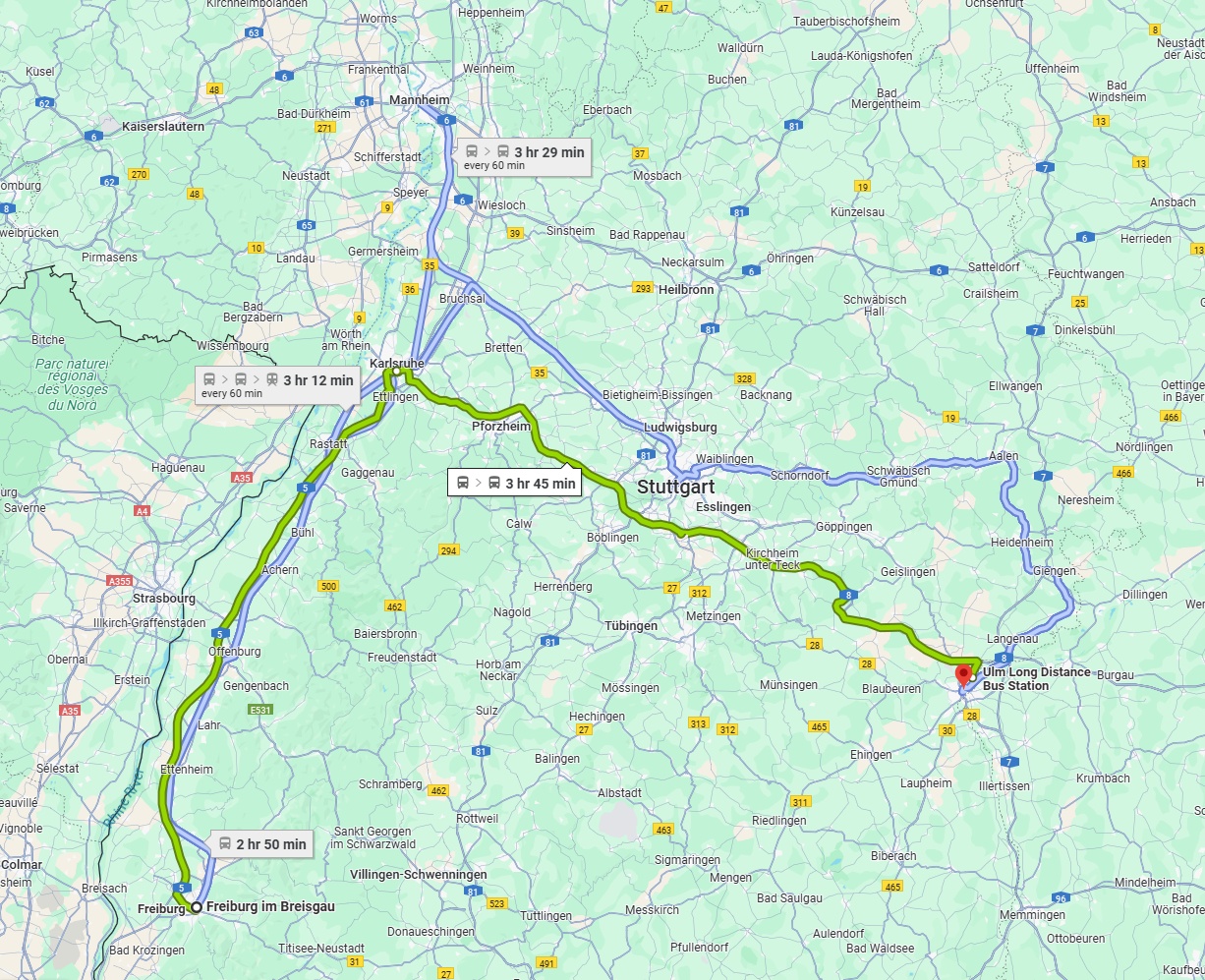 Anreise von Freiburg im Breisgau Zu Ulm Über 