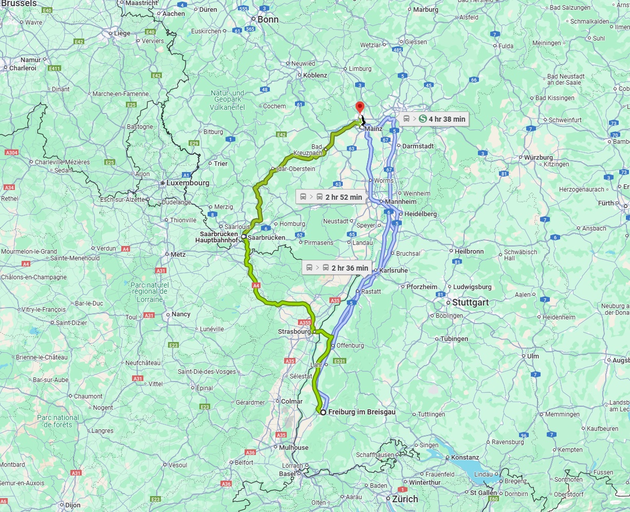 Anreise von Freiburg im Breisgau Zu Wiesbaden Über 
