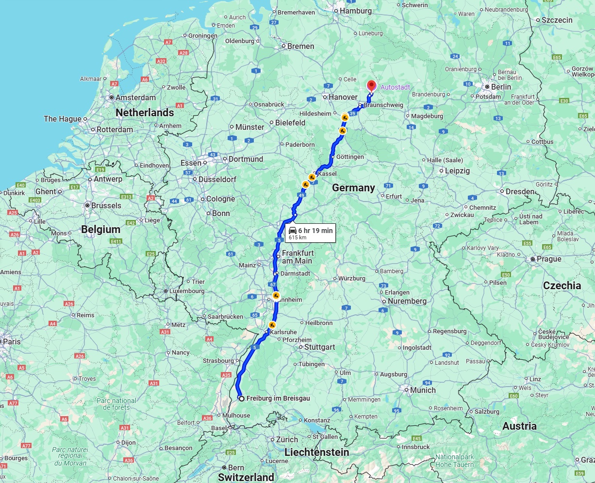 Anreise von Freiburg im Breisgau Zu Wolfsburg Über via A5