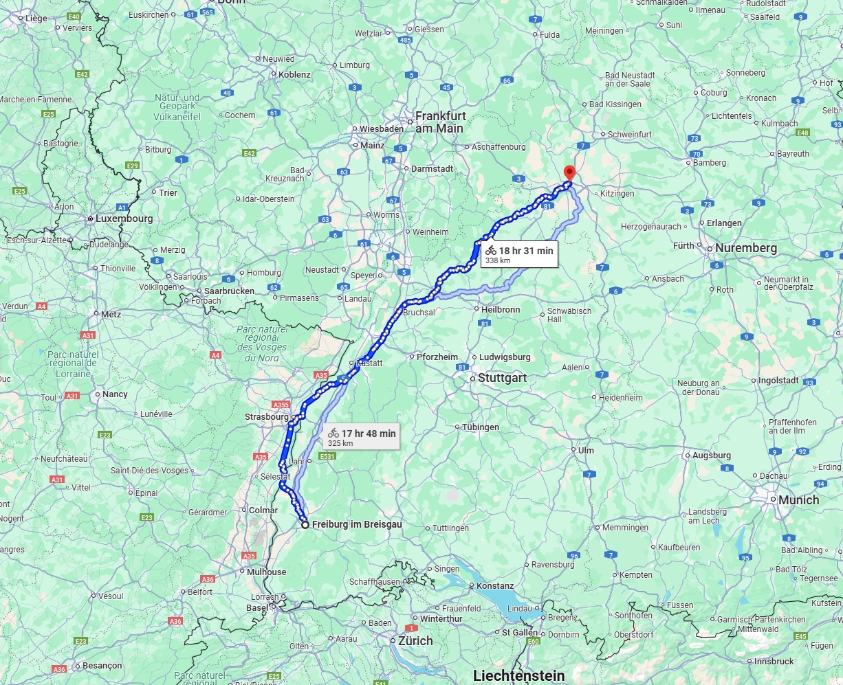 Anreise von Freiburg im Breisgau Zu Würzburg Über 
