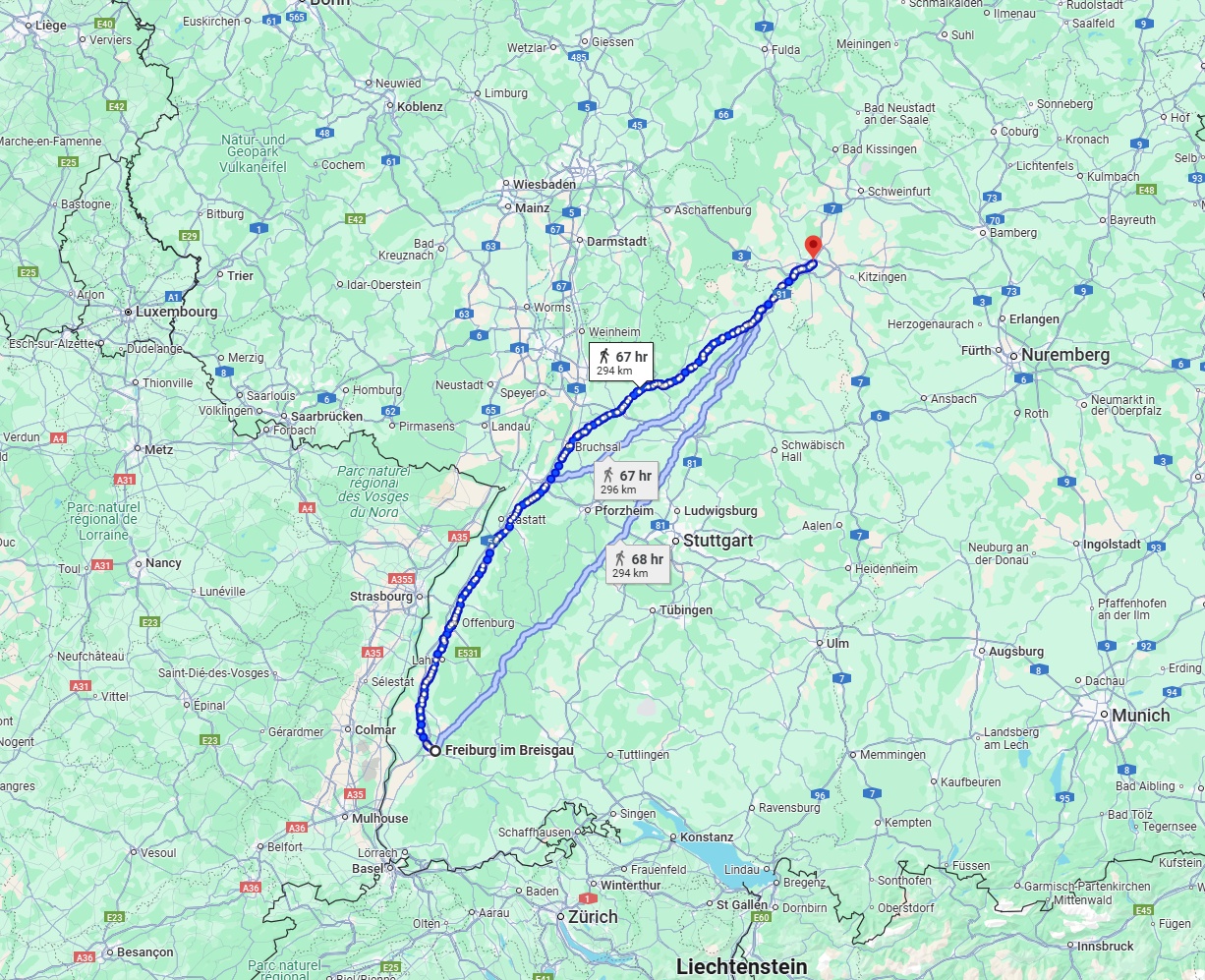 Anreise von Freiburg im Breisgau Zu Würzburg Über 