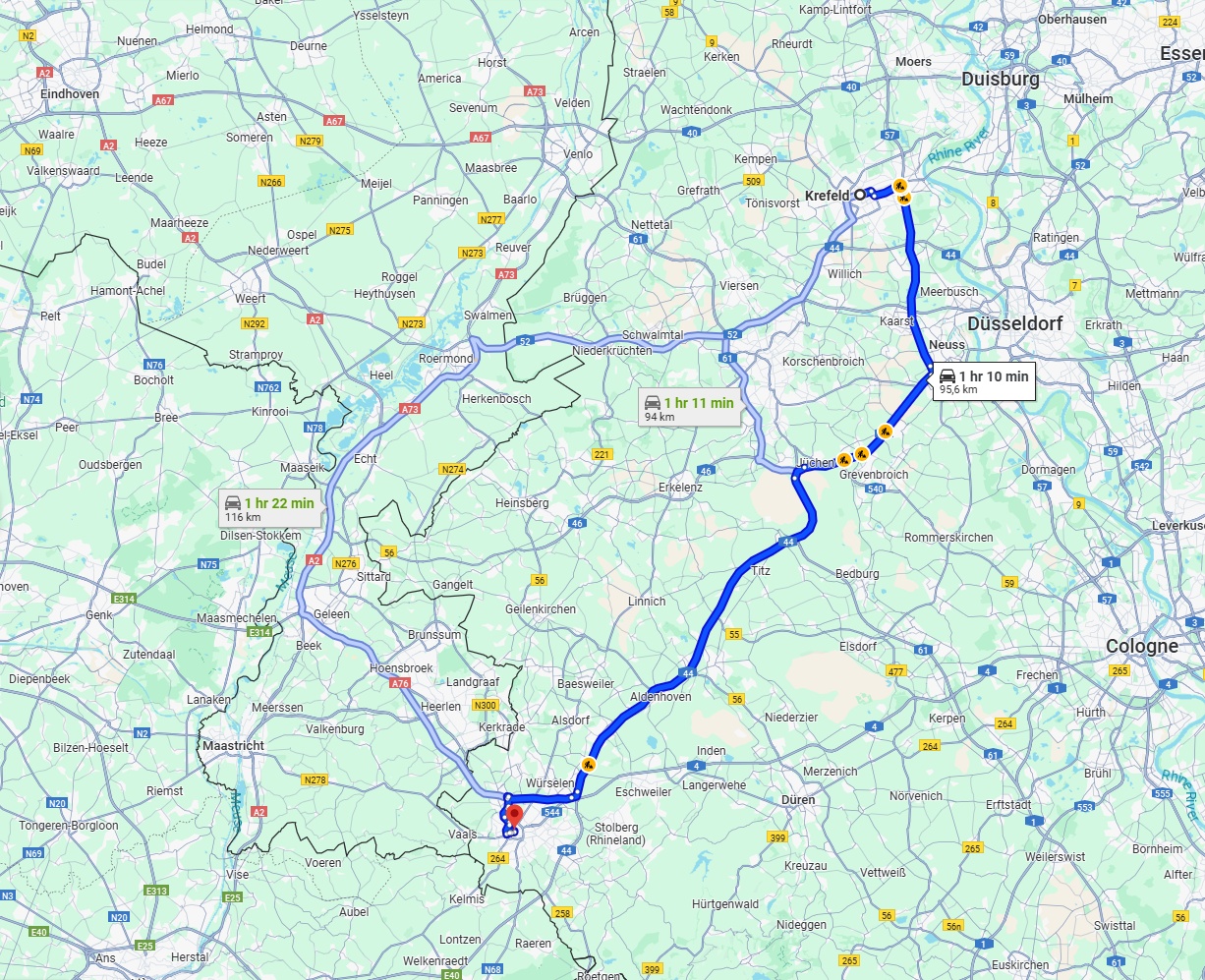 Anreise von Krefeld Zu Aachen Über via A44