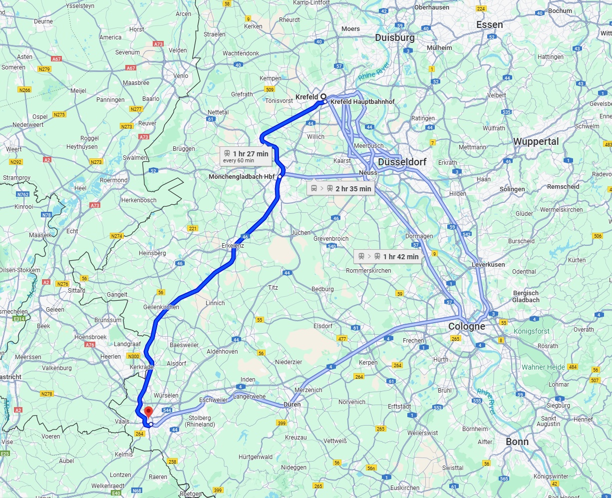 Anreise von Krefeld Zu Aachen Über 