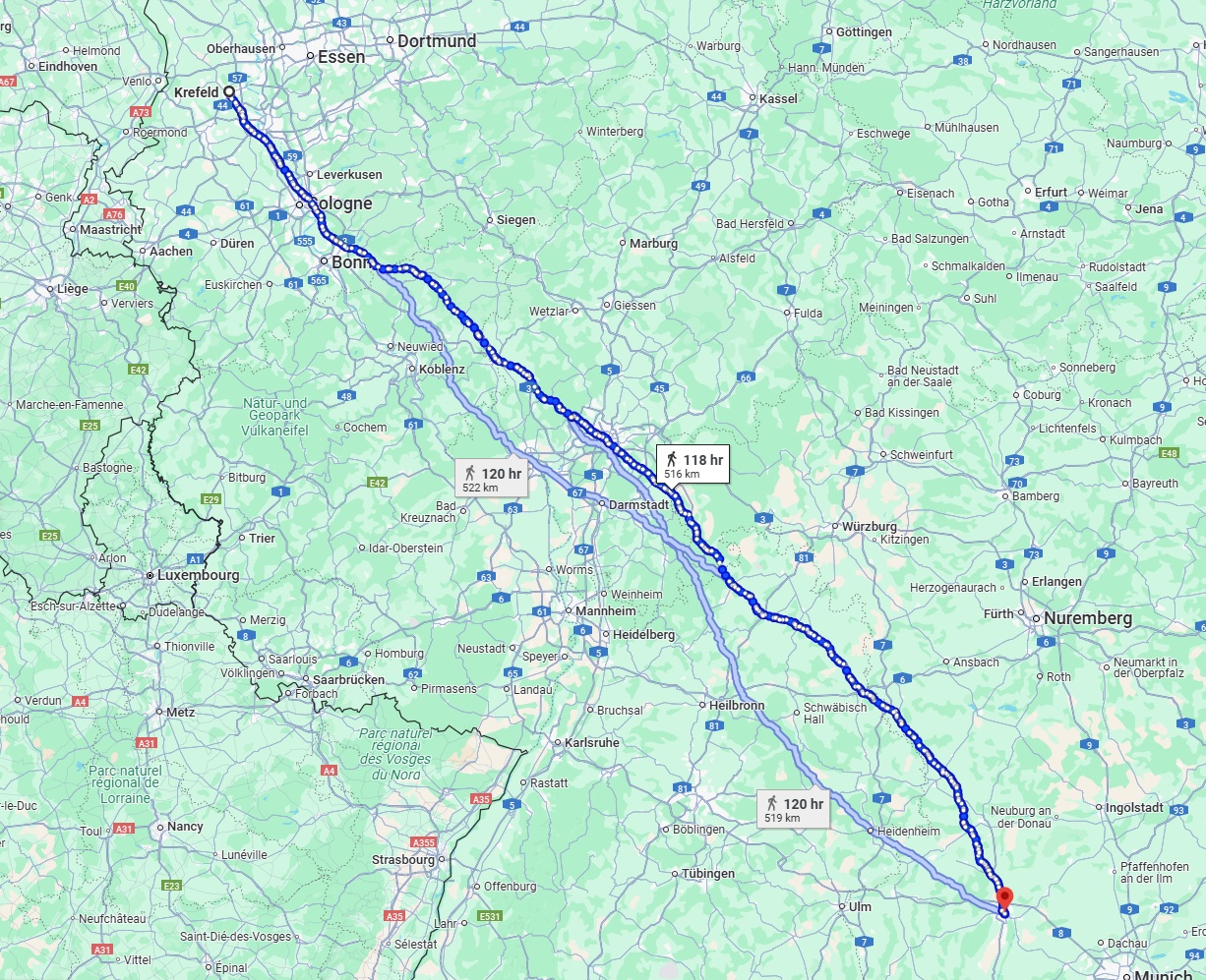 Anreise von Krefeld Zu Augsburg Über 