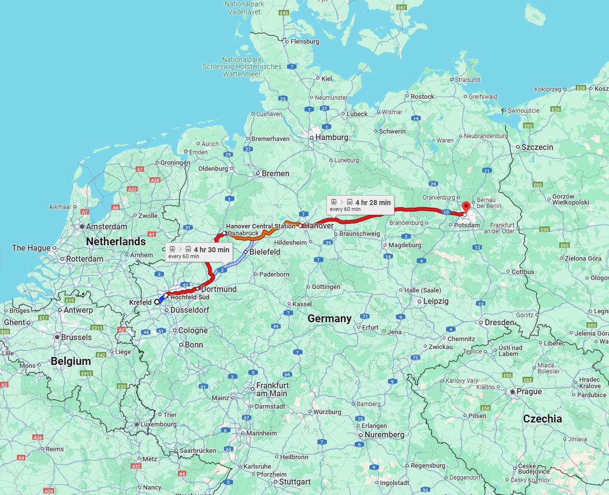 Anreise von Krefeld Zu Berlin Über 