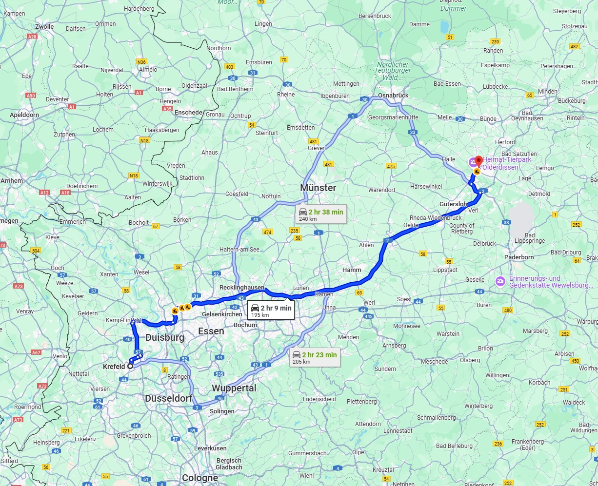 Anreise von Krefeld Zu Bielefeld Über via A2
