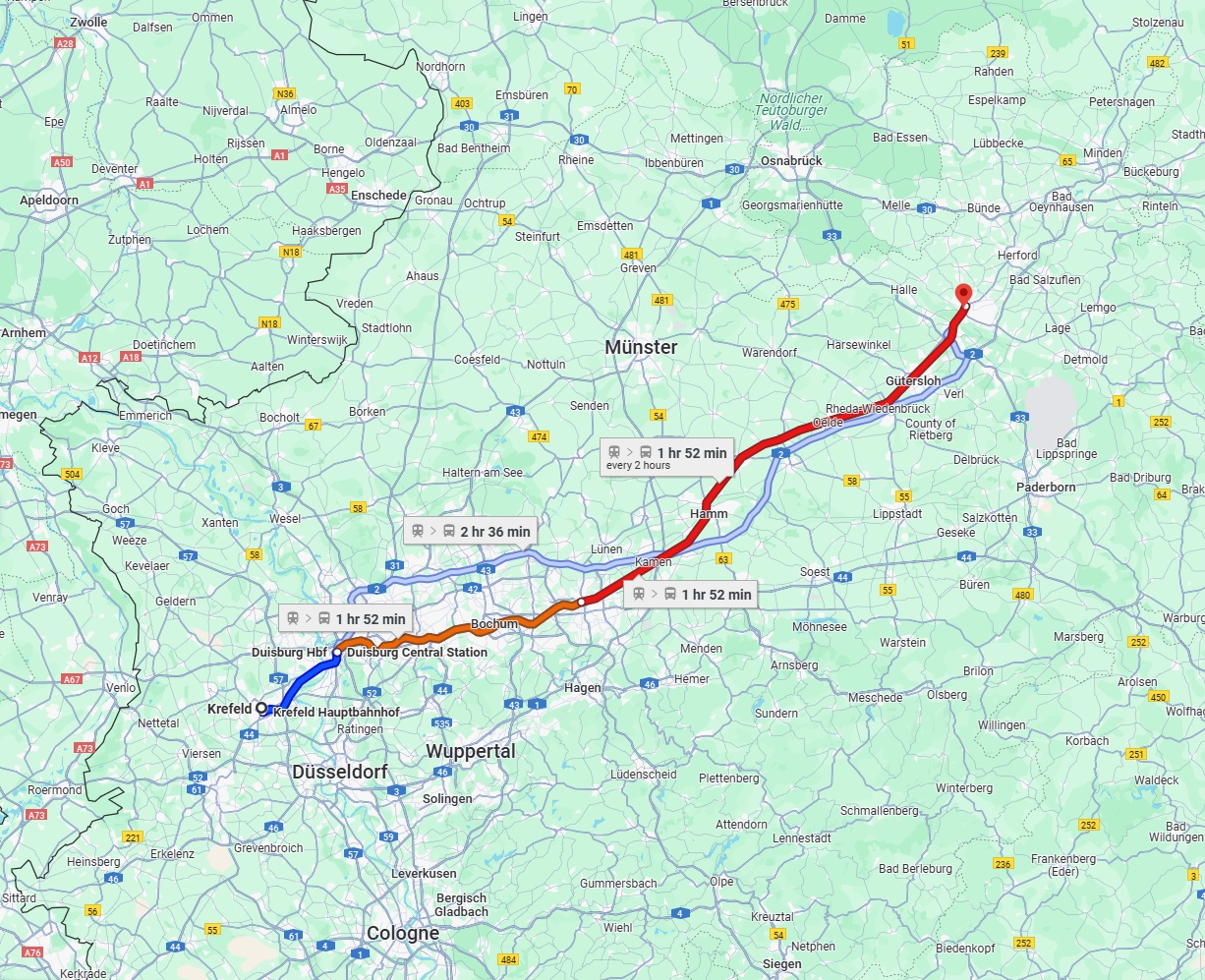 Anreise von Krefeld Zu Bielefeld Über 