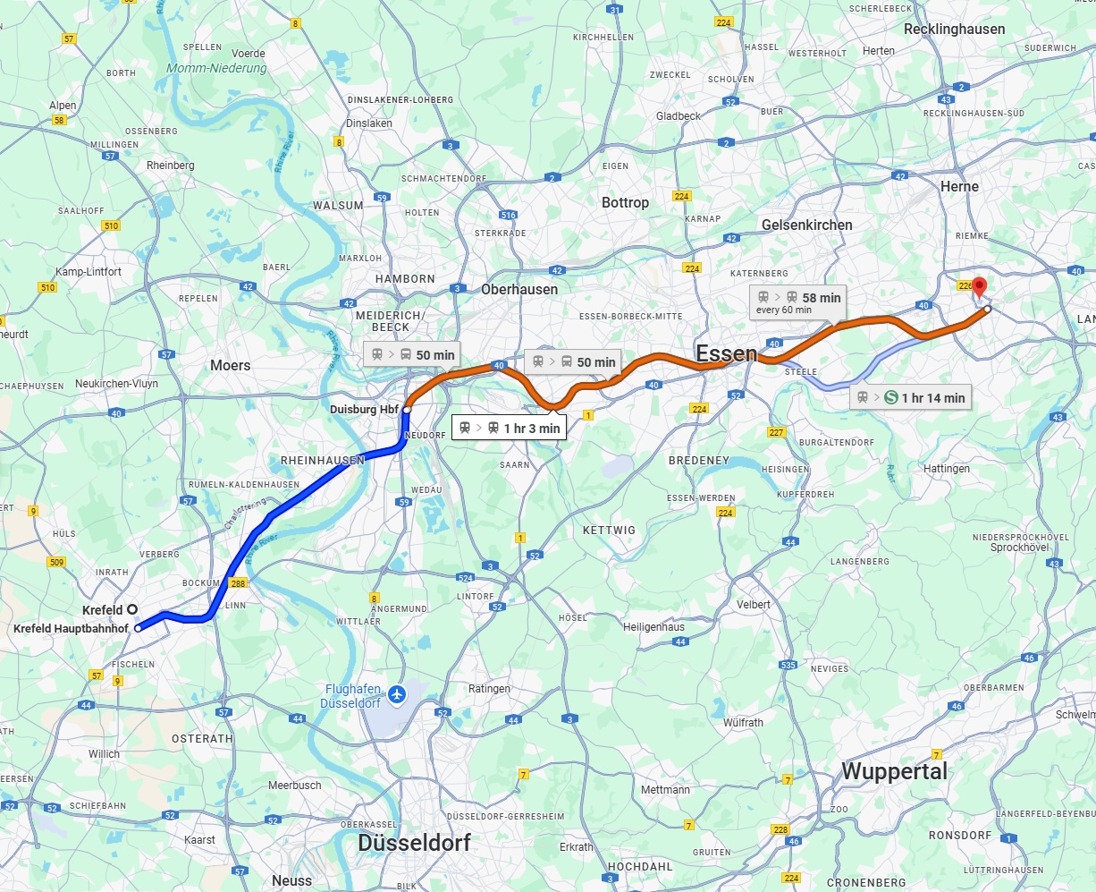 Anreise von Krefeld Zu Bochum Über 
