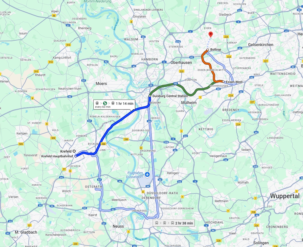 Anreise von Krefeld Zu Bottrop Über 