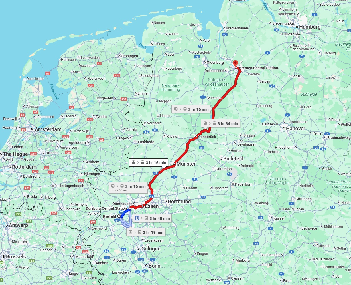 Anreise von Krefeld Zu Bremen Über 