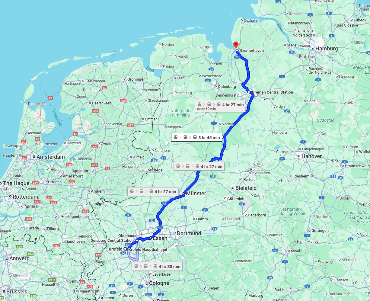 Anreise von Krefeld Zu Bremerhaven Über 
