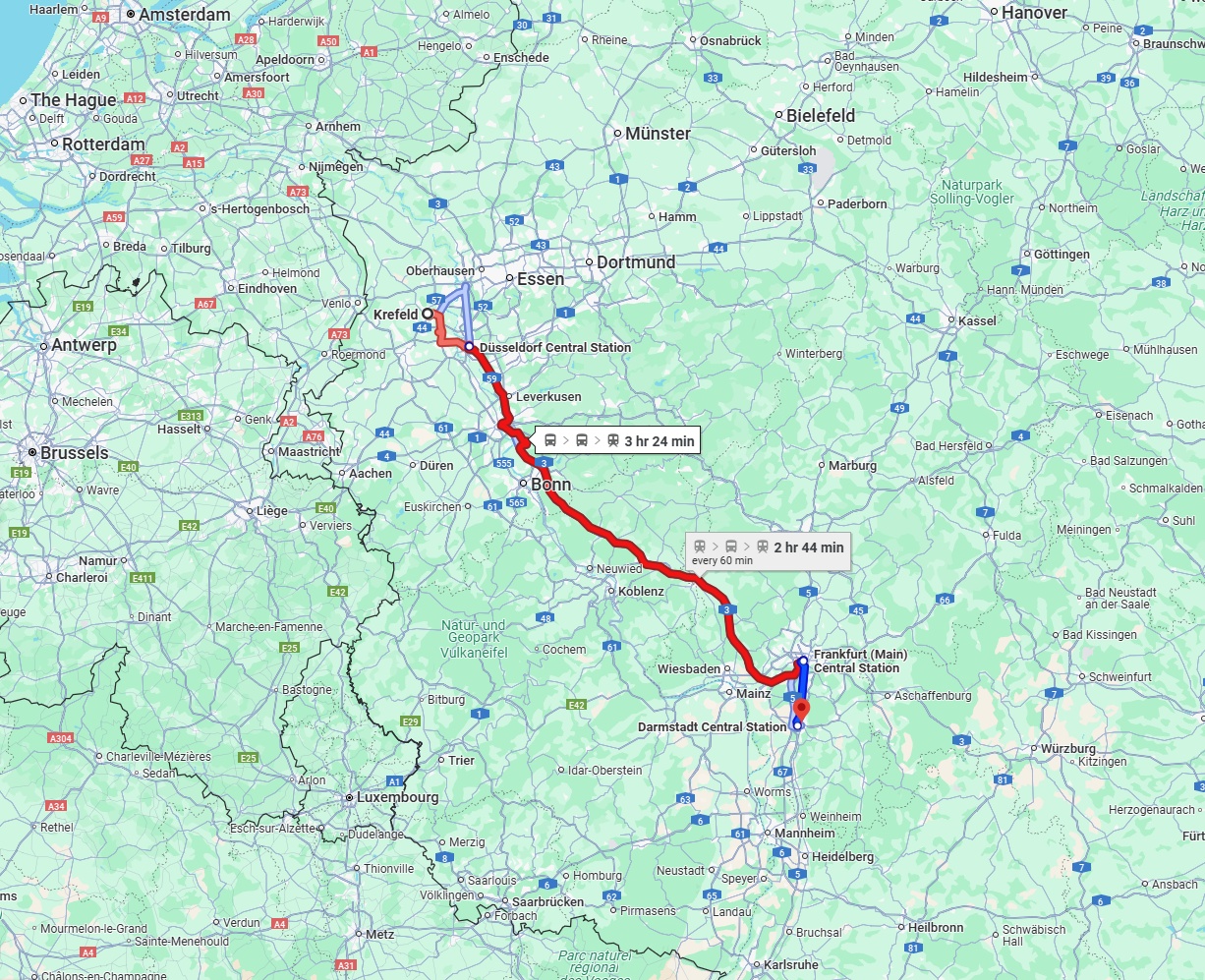 Anreise von Krefeld Zu Darmstadt Über 