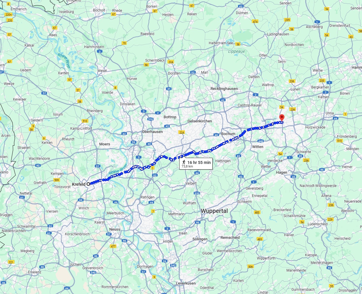 Anreise von Krefeld Zu Dortmund Über 