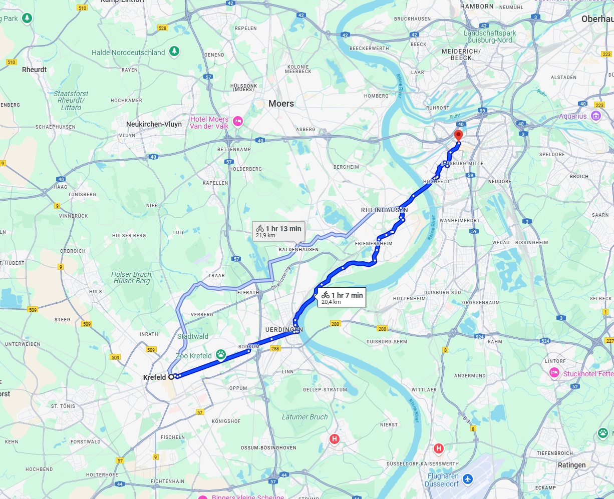 Anreise von Krefeld Zu Duisburg Über 